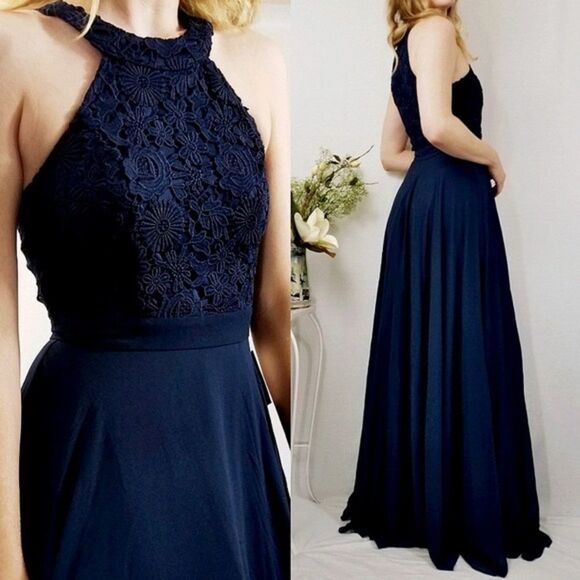 ✨ Picture Perfect Navy Blue Lace Maxi Dress✨ - Picture 6 of 14